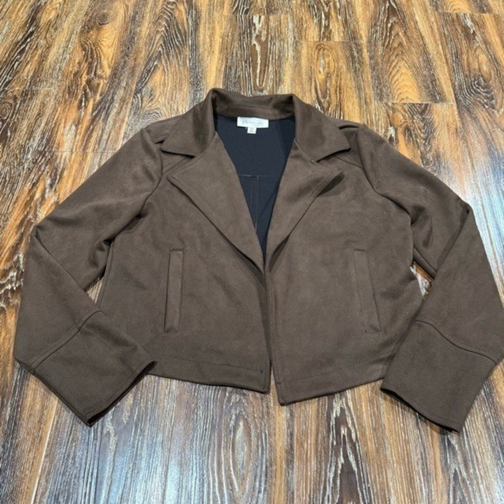 Philosophy‎ Republic Clothing Brown Faux Leather Moto Jacket Blazer Women's M